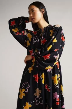 Ted Baker Yviee Black Chuck On Midi Dress With Ruffles -tedbaker Shop Online unnamed file 1025