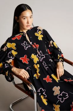 Ted Baker Yviee Black Chuck On Midi Dress With Ruffles -tedbaker Shop Online unnamed file 1026