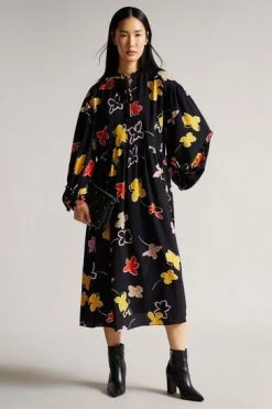 Ted Baker Yviee Black Chuck On Midi Dress With Ruffles -tedbaker Shop Online unnamed file 1028