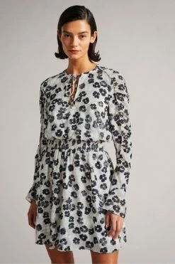 Ted Baker Felici Mid Grey Ruched Detail Mini Dress -tedbaker Shop Online unnamed file 1034