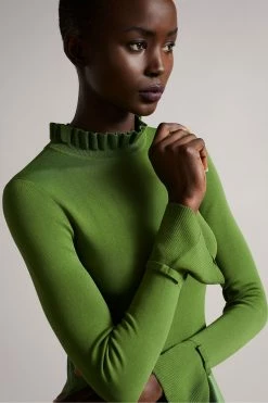 Ted Baker Green Zadi Knitted Frill Full Skirt Dress -tedbaker Shop Online unnamed file 1050
