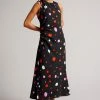 Ted Baker Black Lizzzee Ruched Side Detail Midi Dress