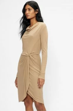 Ted Baker Natural Neyda Jersey Drape Long Sleeve Mini Dress -tedbaker Shop Online unnamed file 1093