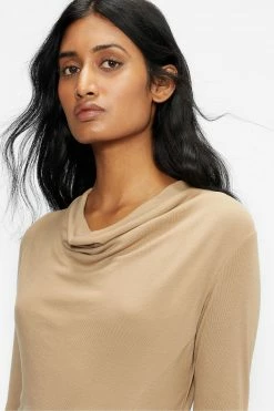 Ted Baker Natural Neyda Jersey Drape Long Sleeve Mini Dress -tedbaker Shop Online unnamed file 1094