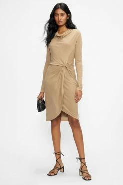 Ted Baker Natural Neyda Jersey Drape Long Sleeve Mini Dress -tedbaker Shop Online unnamed file 1096