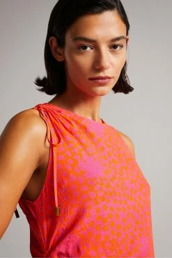 Ted Baker Deep-Pink Luissaa Ruched Side Detail Midi Dress -tedbaker Shop Online unnamed file 1107