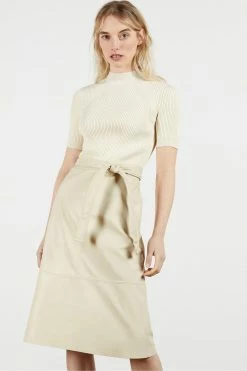 Ted Baker Natural Susanna Pleather Mockable Midi Dress -tedbaker Shop Online unnamed file 1136