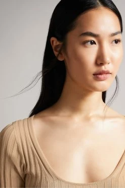 Ted Baker Brown Kiierra Lt-Brown Low Back Detail Knit Dress -tedbaker Shop Online unnamed file 1162