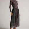 Ted Baker Black Meadoww Mesh Dress With Smocking