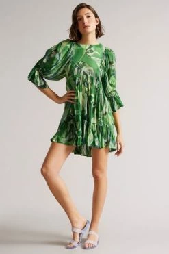 Ted Baker Green Lillon Long Sleeve Dress -tedbaker Shop Online unnamed file 1203