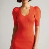 Ted Baker Orange Dollra Scoop Neck Bodycon Dress