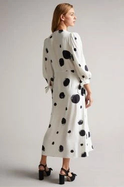 Ted Baker White Eliyzza Button Up Midi Dress With Tie Cuffs -tedbaker Shop Online unnamed file 1223
