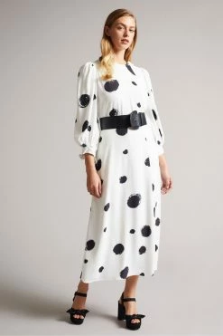 Ted Baker White Eliyzza Button Up Midi Dress With Tie Cuffs -tedbaker Shop Online unnamed file 1224