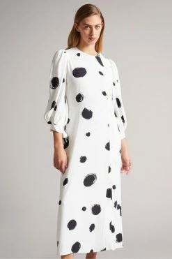 Ted Baker White Eliyzza Button Up Midi Dress With Tie Cuffs -tedbaker Shop Online unnamed file 1227