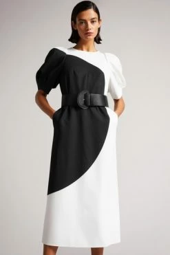 Ted Baker Semona White Belted Large Spot Print Midi Dress -tedbaker Shop Online unnamed file 1246