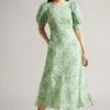 Ted Baker Green Seersucker Check Midi Dress
