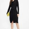 Ted Baker Black Neyda Jersey Drape Long Sleeve Mini Dress