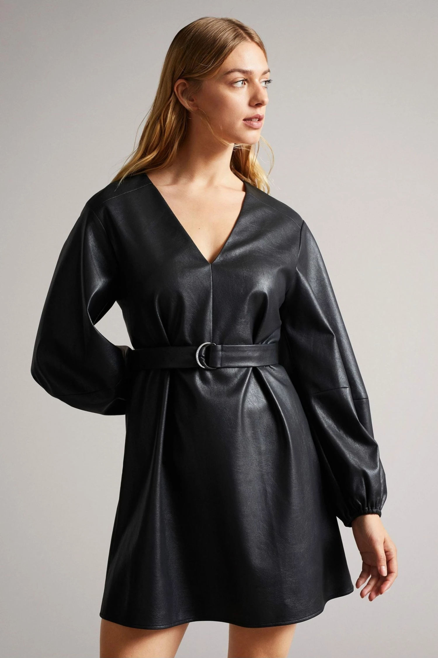 Ted Baker Black Optunia PU Belted Mini Dress 3 Ted Baker Black Optunia PU Belted Mini Dress