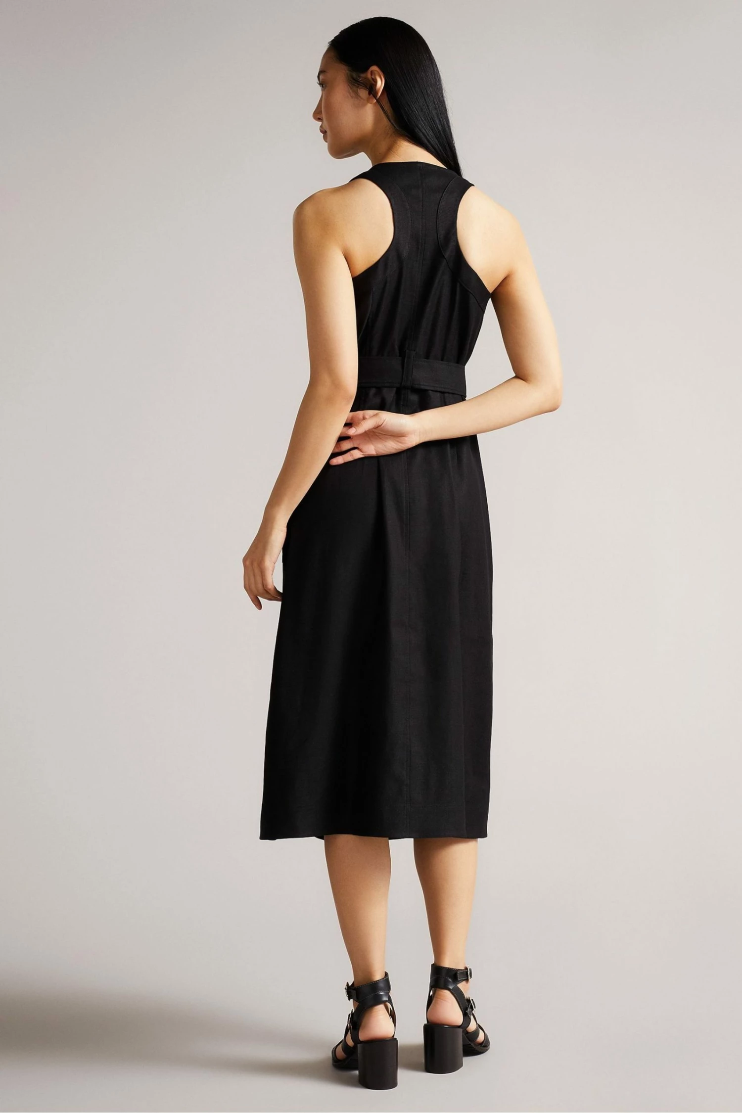 Ted Baker Black Button Through Racer Back Midi Dress 4 Ted Baker Black Button Through Racer Back Midi Dress - Image 2