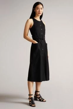 Ted Baker Black Button Through Racer Back Midi Dress 13 Ted Baker Black Button Through Racer Back Midi Dress -tedbaker Shop Online unnamed file 1334