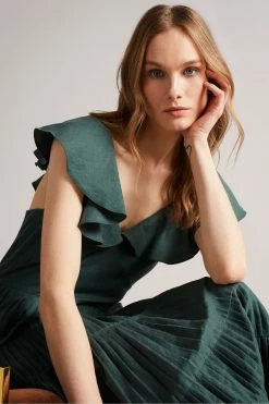 Ted Baker Teal-Blue Iveth Exaggerated Ruffle Midi Dress -tedbaker Shop Online unnamed file 1338