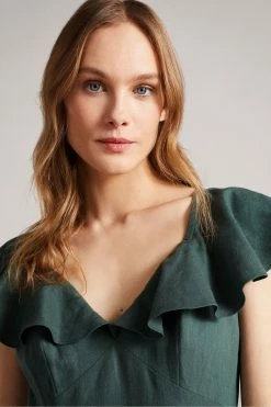 Ted Baker Teal-Blue Iveth Exaggerated Ruffle Midi Dress -tedbaker Shop Online unnamed file 1339