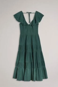 Ted Baker Teal-Blue Iveth Exaggerated Ruffle Midi Dress -tedbaker Shop Online unnamed file 1343