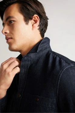 Ted Baker Enfield Dark Blue Long Sleeved Denim Overshirt -tedbaker Shop Online unnamed file 1410