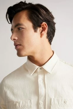 Ted Baker Enfield Ecru White Long Sleeved Denim Overshirt -tedbaker Shop Online unnamed file 1448