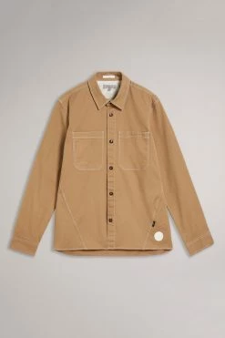 Ted Baker Leytun Tan Long Sleeve Twill Shacket -tedbaker Shop Online unnamed file 1461