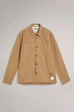 Ted Baker Leytun Tan Long Sleeve Twill Shacket -tedbaker Shop Online unnamed file 1464
