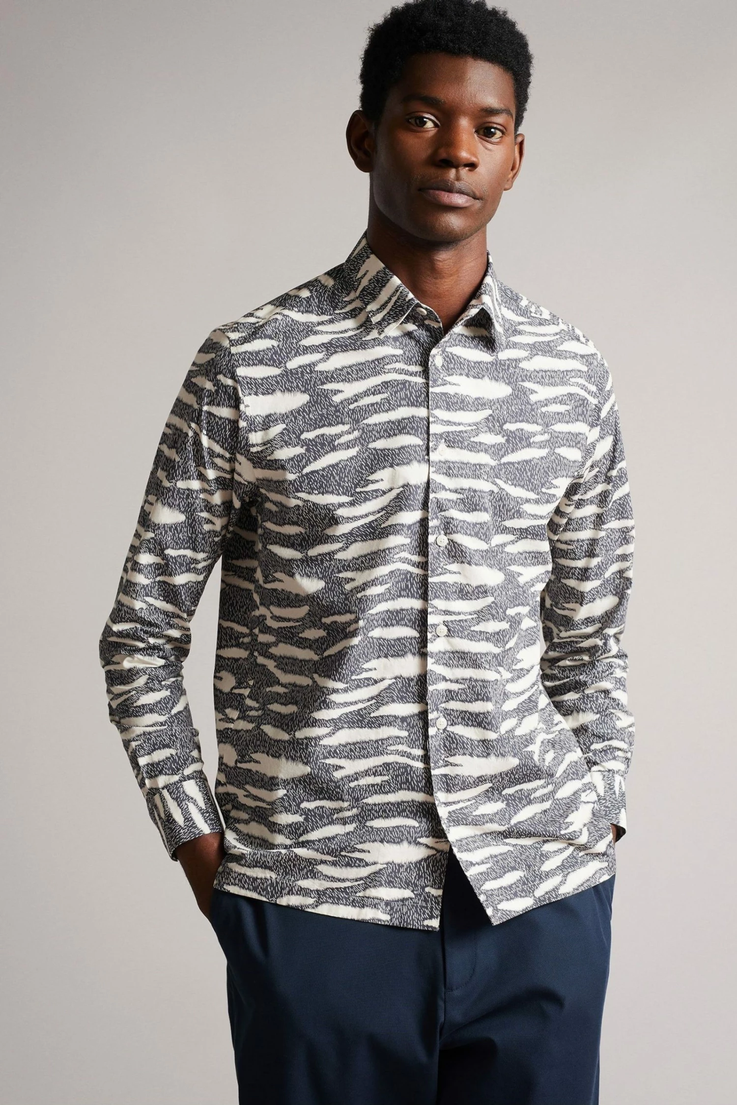 Ted Baker Annex Grey Long Sleeve Zebra Print Shirt 3 Ted Baker Annex Grey Long Sleeve Zebra Print Shirt