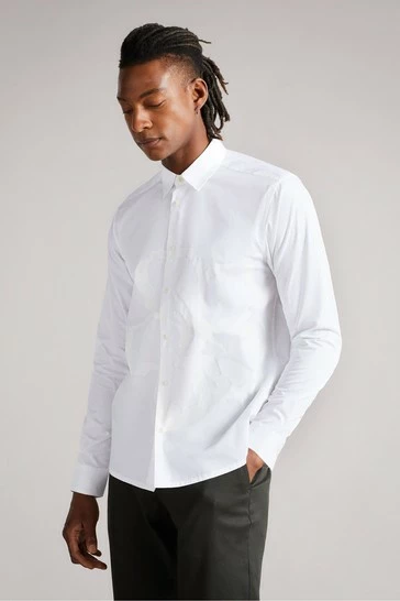 Ted Baker Strafod White Long Sleeve Large Flower Placement Print Shirt 7 Ted Baker Strafod White Long Sleeve Large Flower Placement Print Shirt - Image 5