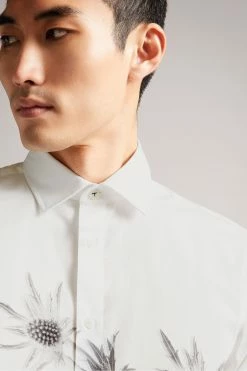 Ted Baker Ilford White Long Sleeve Thistle Placement Print Shirt -tedbaker Shop Online unnamed file 1478