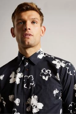 Ted Baker Navy Sevlo Long Sleeve Floral Print Shirt -tedbaker Shop Online unnamed file 1490