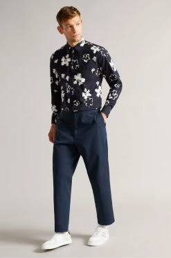 Ted Baker Navy Sevlo Long Sleeve Floral Print Shirt -tedbaker Shop Online unnamed file 1492