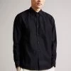 Ted Baker Black Onested Long Sleeve Floral Jacquard Shirt
