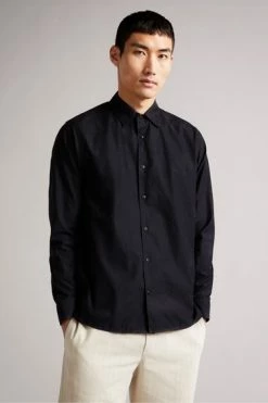 Ted Baker Black Onested Long Sleeve Floral Jacquard Shirt -tedbaker Shop Online unnamed file 1499