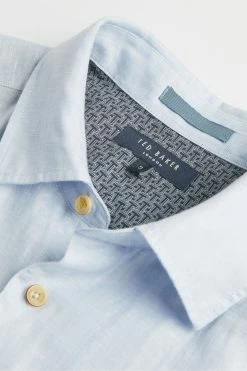 Ted Baker Blue Civiche Plain Linen Blend Shirt -tedbaker Shop Online unnamed file 1503