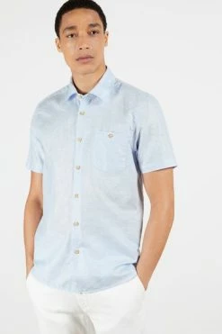 Ted Baker Blue Civiche Plain Linen Blend Shirt -tedbaker Shop Online unnamed file 1504