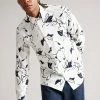 Ted Baker Ashlo White Long Sleeve Floral Outline Printed Shirt