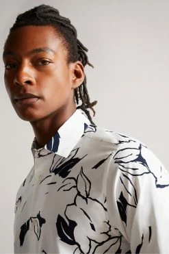 Ted Baker Ashlo White Long Sleeve Floral Outline Printed Shirt -tedbaker Shop Online unnamed file 1509