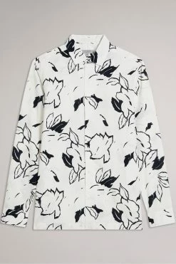 Ted Baker Ashlo White Long Sleeve Floral Outline Printed Shirt -tedbaker Shop Online unnamed file 1510