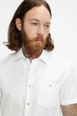 Ted Baker White Civiche Plain Linen Shirt -tedbaker Shop Online unnamed file 1529