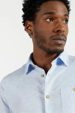 Ted Baker Blue Sauss Linen Blend Shirt -tedbaker Shop Online unnamed file 1551