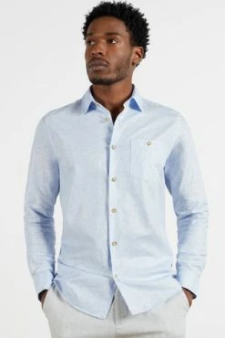 Ted Baker Blue Sauss Linen Blend Shirt -tedbaker Shop Online unnamed file 1552