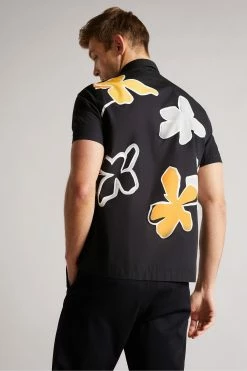 Ted Baker Olympik Black Floral Placement Print Short Sleeve Shirt -tedbaker Shop Online unnamed file 1567