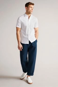 Ted Baker Addle White Short Sleeve Linen Shirt -tedbaker Shop Online unnamed file 1584