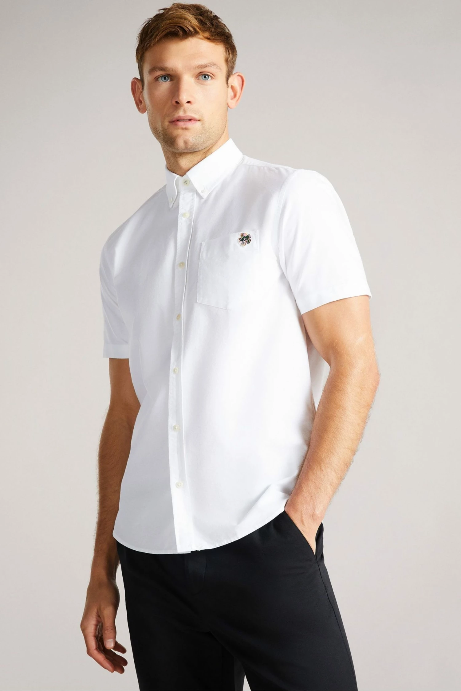Ted Baker Ditton White Short Sleeve Oxford Shirt 3 Ted Baker Ditton White Short Sleeve Oxford Shirt
