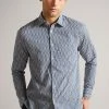 Ted Baker Blue Ruskin Long Sleeve Retro Print Shirt